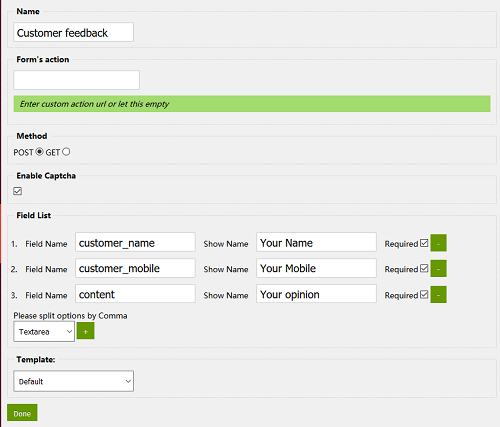 SweetRice dashboard